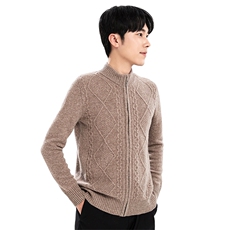 男士羊毛开衫羊毛圆领纯色秋冬保暖男装，男装羊毛衫，牧绒家园