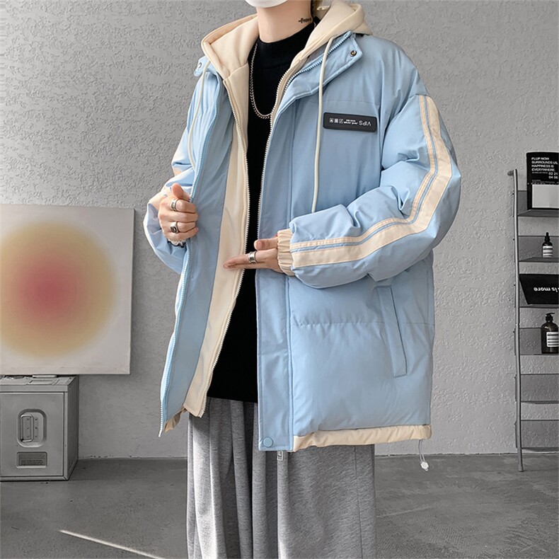 棉服男冬季新款港风宽松假两件连帽棉衣MF8587-特P78，男装棉衣，星座214-3