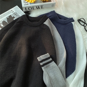 拼色美式休闲针织毛衣男秋冬潮牌高级感内搭打底衫上衣YM141/P50图片
