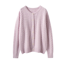 2025春秋新款羊绒衫女100山羊绒纯色V领针织衫不对称绞花设计打底，女装羊绒衫，雪山红莲