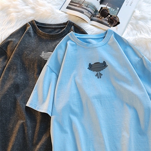 2023夏季新品学生港风复古水洗百搭纯棉T恤短袖 1522-P50 控价68图片
