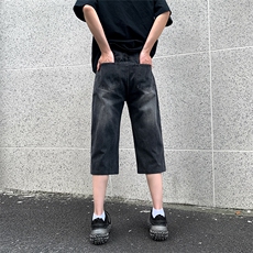 现货夏季复古水洗渐变牛仔七分裤宽松直筒短裤男K068-P45控68，男装牛仔裤，星座205