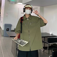 休闲五分袖衬衫港风纯色夏季潮流潮新款短袖衬衣男，男装衬衫，星座410-6（原星座1304-1）