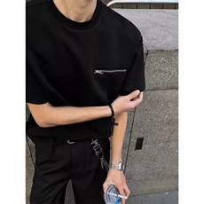 【有货DYT08-特P32拉链解构落肩t恤男夏季高级感小众美式重磅短袖，男装T恤，星座603-2