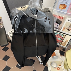卫衣港风宽松简约连帽卫衣开衫男款潮流帅气百搭外套WY026-P58，女装短外套，星座308B-2