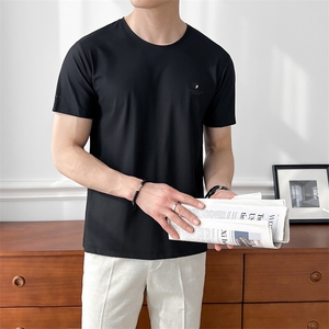 B353 A904 P25 L-4XL 夏季2025新款男士冰丝凉感速干短袖T恤 白图片
