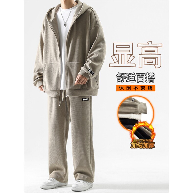 加绒时尚宽松套装重磅条绒套装垂顺TZ821-常规特批123加绒特批143,男装休闲套装,星座718