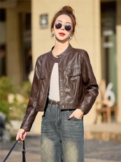 【秋冬新款】大量现货时尚加绒保暖洋气短款皮衣外套皮棉，女装皮衣，魅衣本色