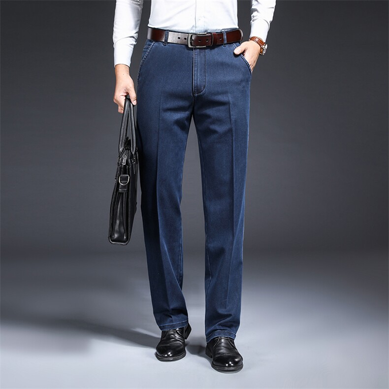 Z067钱塘2020-2中年男士春秋微弹商务牛仔裤休闲百搭直筒长裤P57,男装牛仔裤,钱塘207-2