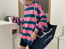 春季新款条纹大版休闲卫衣，女装卫衣/绒衫，JIAN.Z 简.站