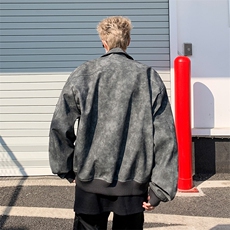 美式复古PU皮夹克男设计感宽松飞行员外套痞帅机车服潮JK9233-p78，男装夹克，星座1008-2