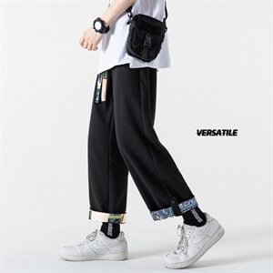 2023夏华夫格九分裤男无影墙大码翻边碎花搭扣9分裤子K23865-P40，男装休闲裤，电商A082