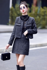 『现货新款』2025新款秋冬小香范气质优雅显瘦两件套女装精致升级，女装套装/套裙，意芙