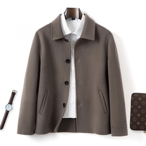 2025年秋季宽松商务绅士翻领四颗扣时尚百搭通勤简约休闲双面呢，男装毛呢大衣，宏展羊绒
