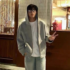 网图重磅二开380克秋冬双拉链纯色卫衣开衫外套RH948-特p39，女装短外套，四季星座610B