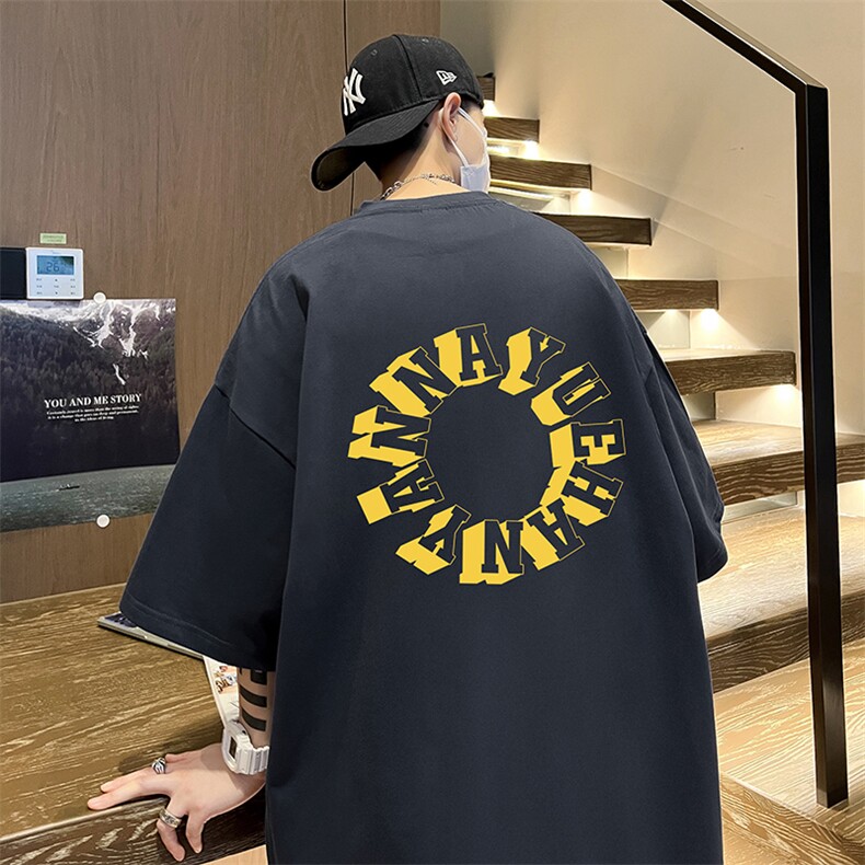美式重磅百搭圆领短袖T恤男夏潮流ins潮牌hiphop宽松欧美麂皮半袖,男装T恤,电商019-1