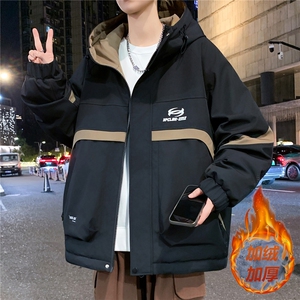 数据款秋冬季加绒加厚青少年连帽夹克男潮牌设计感外套JK8802-P75图片
