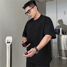 网图抖音极简风纯棉短袖300g重磅纯色T恤标T2466-特P30，男装T恤，星座1213