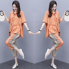 棉麻职业套装夏装2025新款休闲时髦减龄显瘦洋气妈妈两件套女装潮，女装套装/套裙，半夏