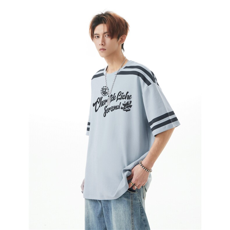 250克高品质面料美式复古短袖T恤男女同款休闲上衣HY739P45控69,男装T恤,电商A102B