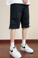 纯色休闲短裤男士港风户外运动宽松五分裤子裤腿弹力扣K890-P23，男装牛仔裤，星座717
