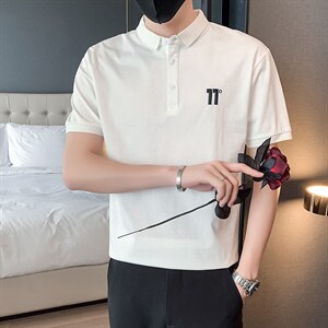 2025夏季新款Polo衫简约刺绣潮牌短袖T恤男士宽松ins百搭半袖上衣图片