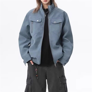 现货网图得物抖音品质春秋款皮夹克机车服立领皮衣JK306-1