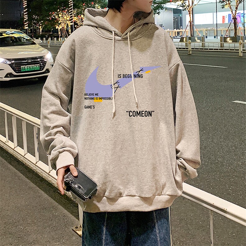 WY2259-P35纯棉连帽卫衣男大码运动帽衫宽松薄外套男,男装卫衣,电商A040