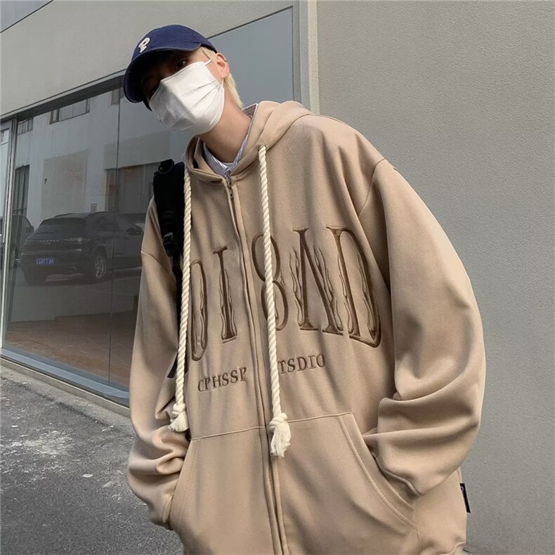 情侣装新款2023春季高街潮牌百搭复古刺绣连帽卫衣男W5981-P43,男装卫衣,星座512-2