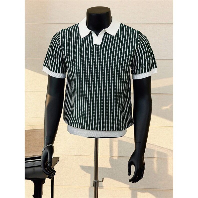 针织短袖海鸥领冰丝半袖打底衫老钱宽松K86012-P55，男装T恤，星座1012-1