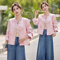 现货现货2026年春季新中式提花盘扣外套，女装短外套，艾仟回(原伊仟回)