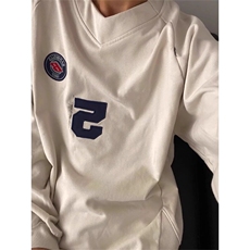 美式复古刺绣v领卫衣潮牌高级感脏染球衣服运动上衣WY6602特P52，男装卫衣，星座908-1