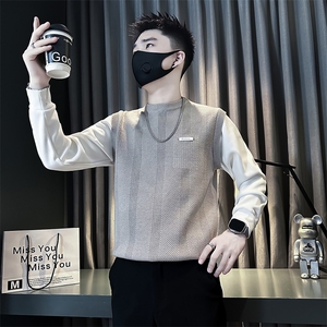 加绒毛衣男针织衫痞帅炸街拼接社会小伙店主风301C-M81-P98-控138图片
