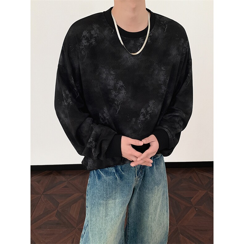 S2605/P35春装新款现货卫衣男新中式套头个性宽松大码T恤上衣,男装T恤,电商A141