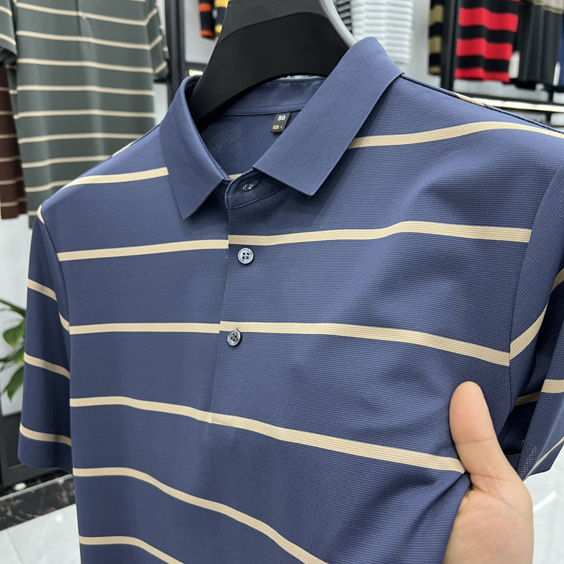 夏季新款男士短袖POLO杉高档轻商务翻领百搭中年爸爸装图片