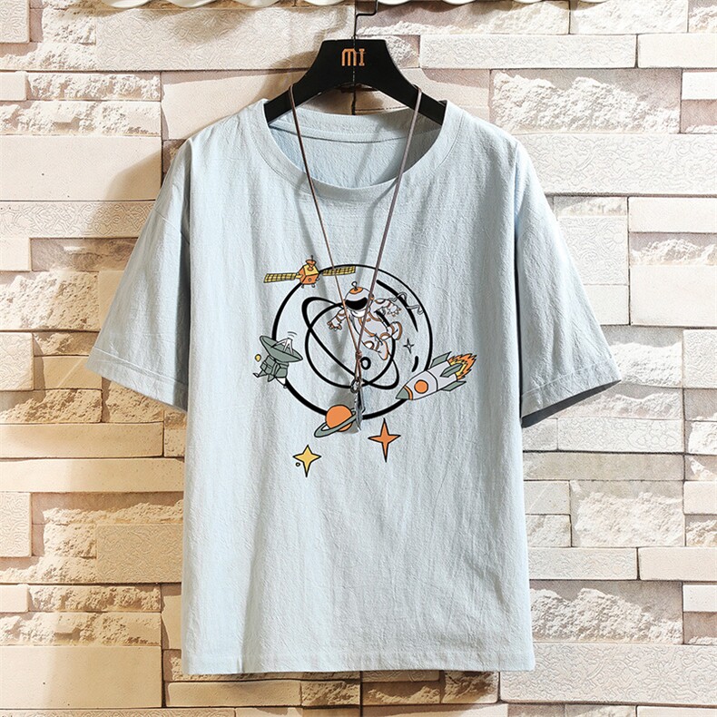 YT26142-P30亚短袖t恤男大码五分袖男宽松七分袖砖墙挂拍,男装T恤,电商A040A