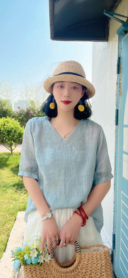 纯苎连衣裙小衫裤子裙子衬衣 时尚风 风淑女风休闲风，女装连衣裙，川哲