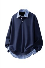 可二开衬衫领卫衣大码M-5XL表面棉底部聚酯纤维78010P58，男装衬衫，星座227-7