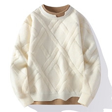 84756-P60圆领毛衣男秋冬季美式潮牌宽松休闲加厚针织衫男生，男装针织衫/毛衣，电商D310B