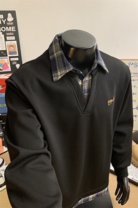 学院风假两件衬衫领卫衣男秋冬撞色上衣外套WY3658-特P38 加绒P40图片