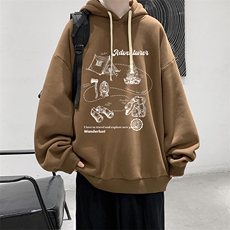 纯棉连帽卫衣男大码运动帽衫宽松薄WY2336-P35加绒款-P40，男装卫衣，电商A040