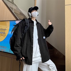 日系复古工装衬衫男款长袖宽松衬衣港风潮牌百搭休闲外套CY01/P42，男装衬衫，星座506