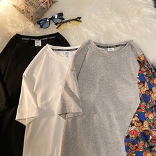 夏季拼接男T恤潮流日系嘻哈卡通短袖宽松上衣男装T恤MT3528-P45，男装T恤，星座717