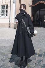 大货已出不起球面料金属扣黑色毛呢外套8605-A63（，女装毛呢外套，浙宝225