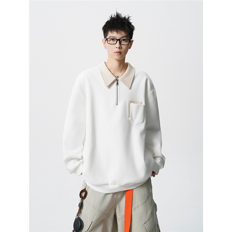 HW2510-特P45控78面布54.2棉45.8聚酯polo领情侣卫衣宽松外套男,女装短外套,电商B370