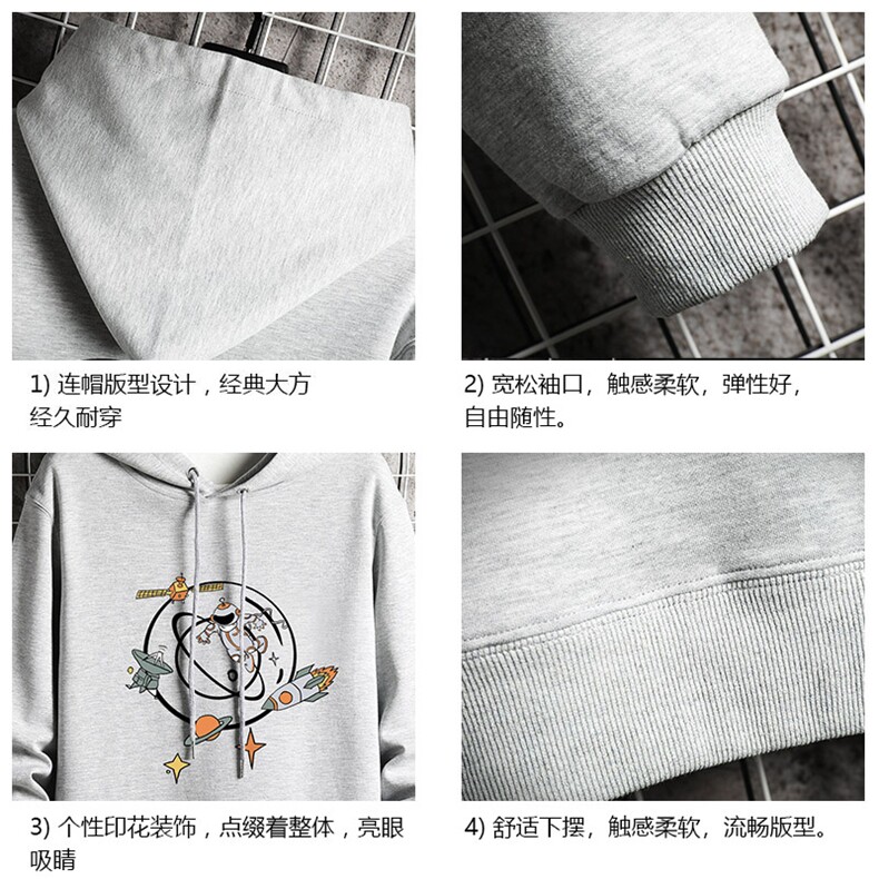 WY2142-P40纯棉连帽卫衣男大码运动帽衫宽松薄外套网格挂拍,男装卫衣,电商A040A