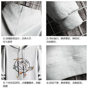 WY2142-P40 纯棉连帽卫衣男大码运动帽衫宽松薄外套 网格挂拍图片
