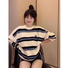 秋冬季情侣装毛衣男女同款外套加厚慵懒宽松条纹仿水貂绒针织衫，男装针织衫/毛衣，星座506A