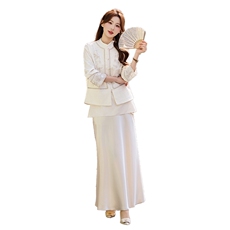 现货春装新款简约时尚重工艺钉珠减龄组合套装马甲半裙衫三件套，女装套装/套裙，韩美纤衣