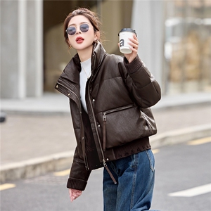 小个子短款PU皮羽绒服女2026年冬装新款白鸭绒洋气时髦免洗外套潮图片